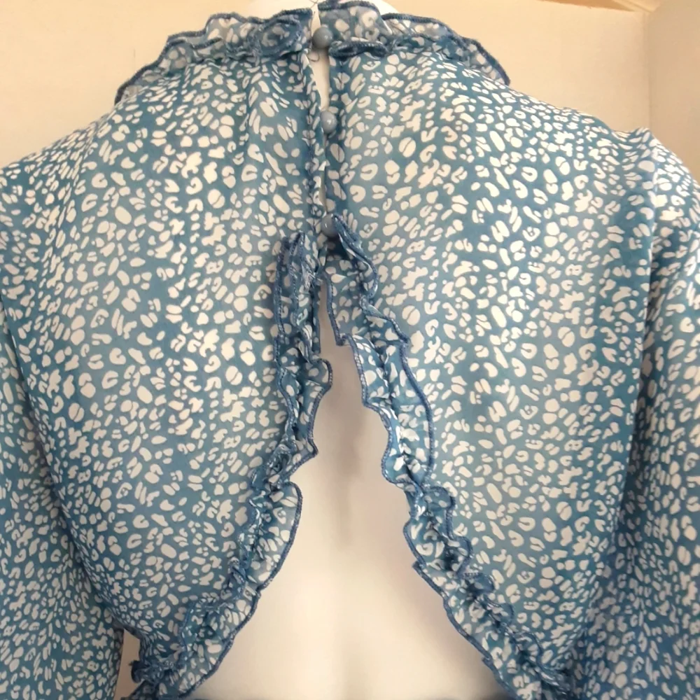 PLUS SZ XL ROMANTIC FRILLY BABY BLUE CUT OUT BACK SEXY DEEP V-NECK DRESS - Picture 7 of 10